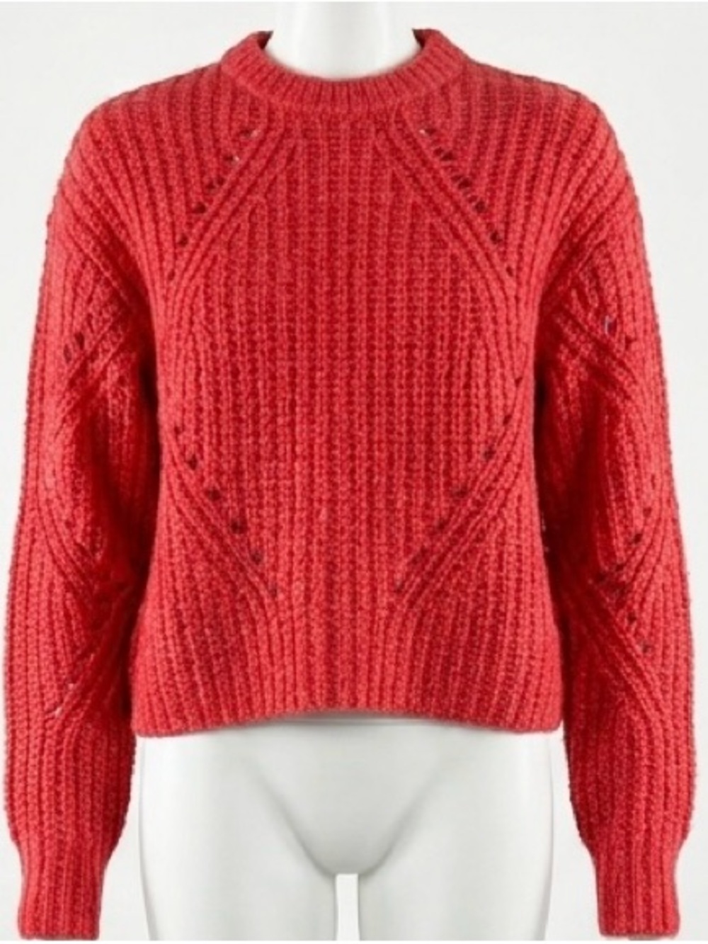 Frank & Oak Red Chunky Knit Sweater Merino Wool & Alpaca Blend Women’s Small